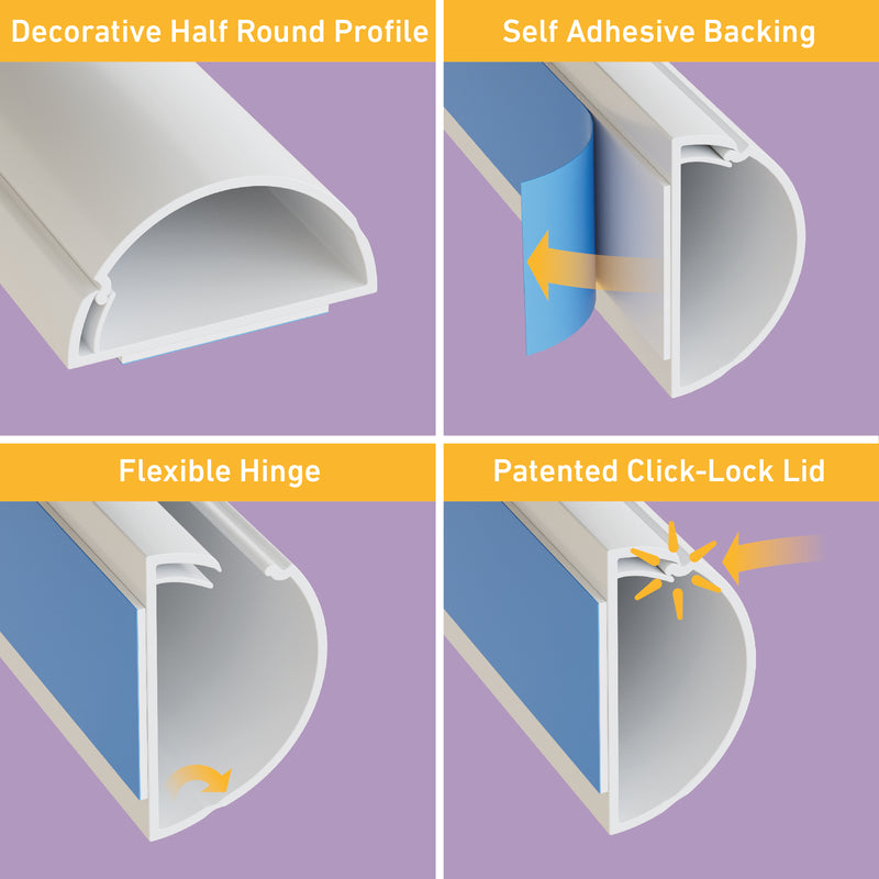 D-Line Trunking - 50x25mm White 1.5m Self Adhesive Length