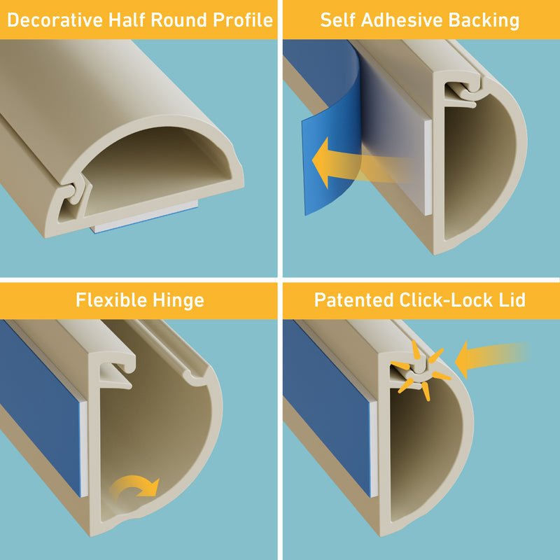 D-Line Trunking - 20x10mm Magnolia 2m Self Adhesive Length