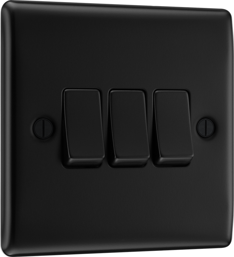 BG Electrical Nexus Metal Matt Black - Triple, 2 way switch