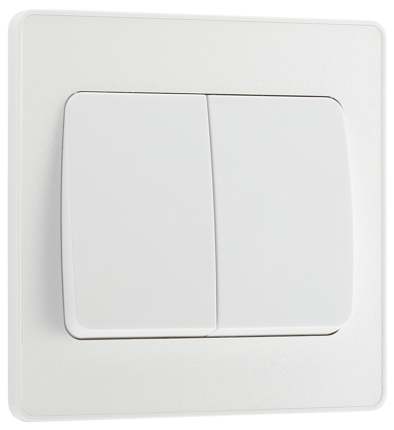 BG Electrical Evolve Pearlescent White - Double, 2 way switch, wide rocker