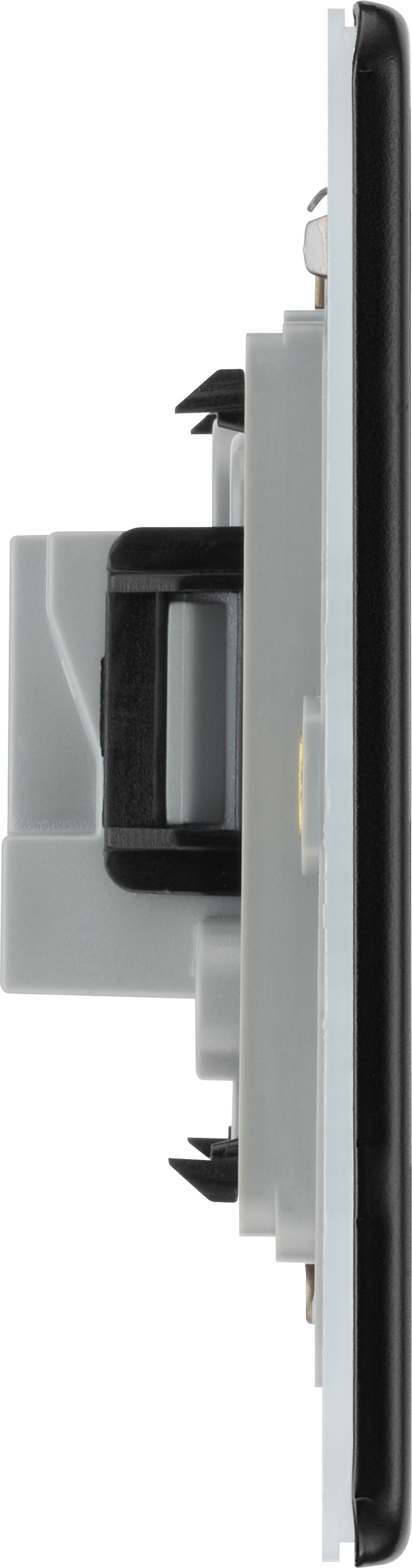 BG Electrical Flatplate Screwless Matt Black - 2A, Single, unswitched, round pin