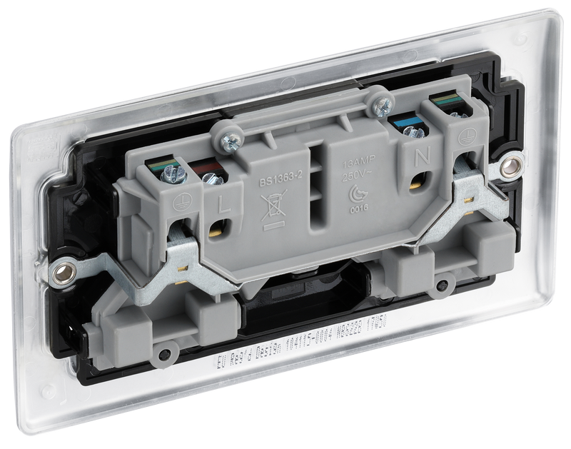 BG Electrical Nexus Metal Brushed Steel - Double, switched, double pole
