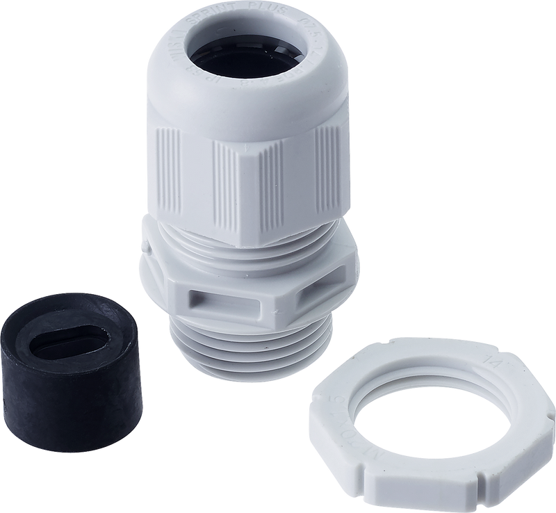 BG Electrical Contractor - Grey plastic gland kit, 1 - 1.5mm flat cable, cable insert and locknut