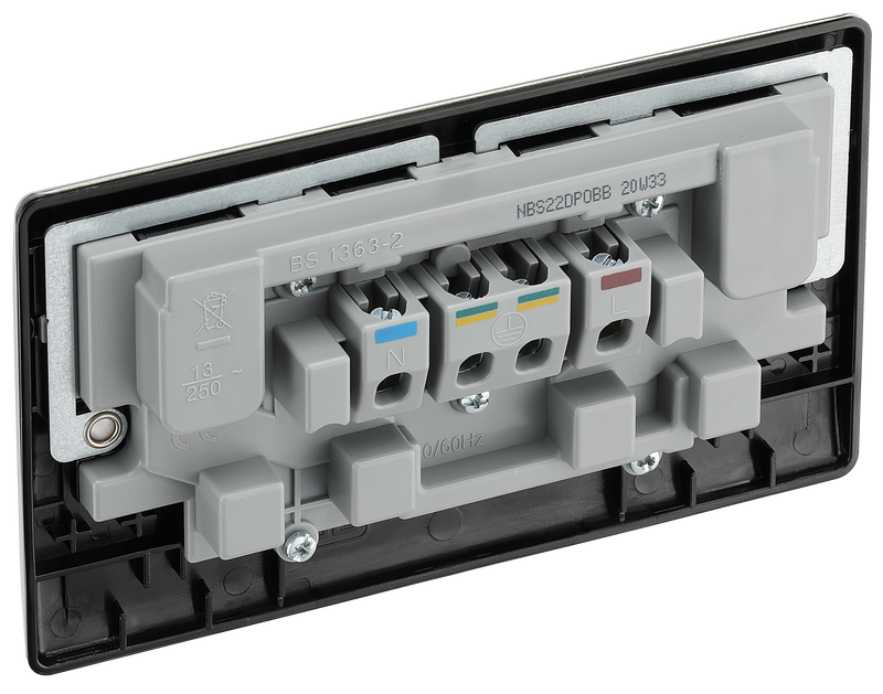 BG Electrical Nexus Metal Brushed Steel - Double, switched, double pole, outboard rockers