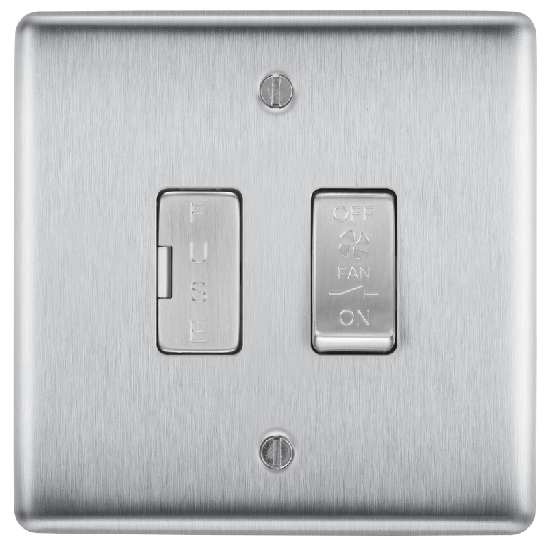 BG Electrical Nexus Metal Brushed Steel - Triple pole, fused, fan isolator