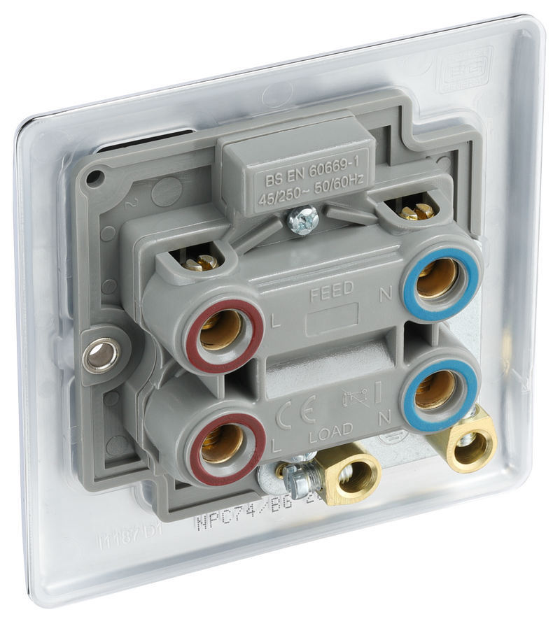 BG Electrical Nexus Metal Polished Chrome - 45A, double pole, single plate, with indicator