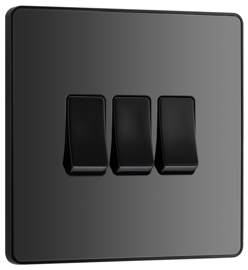 BG Electrical Evolve Black Chrome - Triple, 2 way switch
