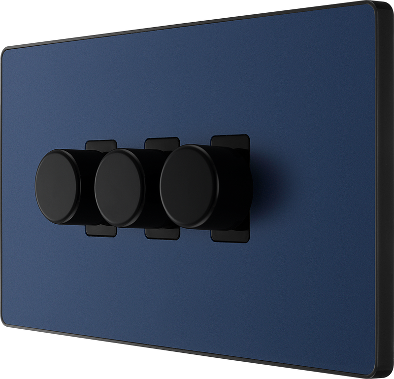 BG Electrical Evolve Matt Blue - Triple, 2 way push 200W