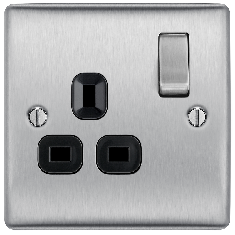 BG Electrical Nexus Metal Brushed Steel - Single switched, double pole
