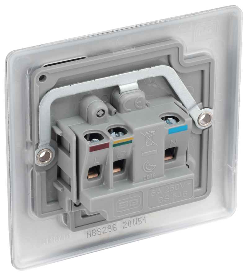 BG Electrical Nexus Metal Brushed Steel - 5A, single, unswitched, round pin