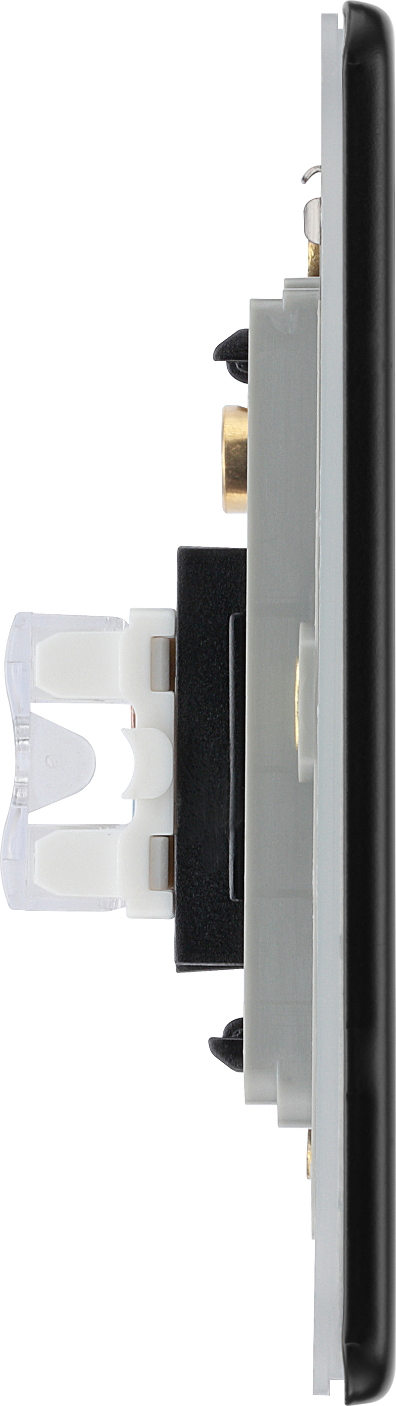 BG Electrical Flatplate Screwless Matt Black - Double, RJ45 telephone socket