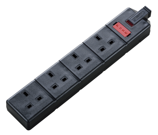 Masterplug Work - 4 Sockets, 13A, Black