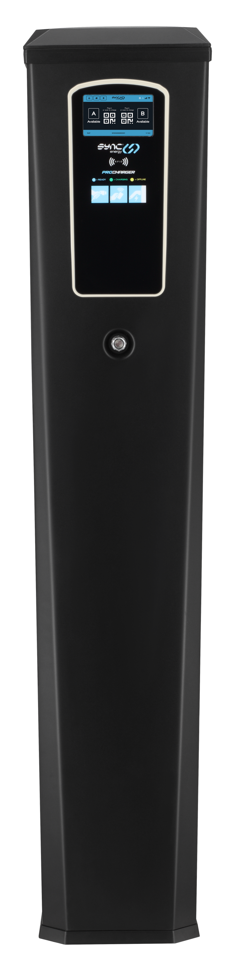 Sync Energy Pro Charger - Bollard EV Charger, Dual Socket, Three Phase 2x11kW Integrated Mid Meter, 4G