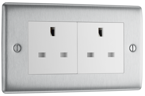 BG Electrical Nexus Metal Brushed Steel - Double, unswitched