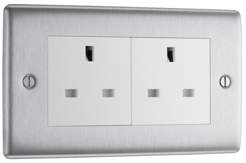 BG Electrical Nexus Metal Brushed Steel - Double, unswitched