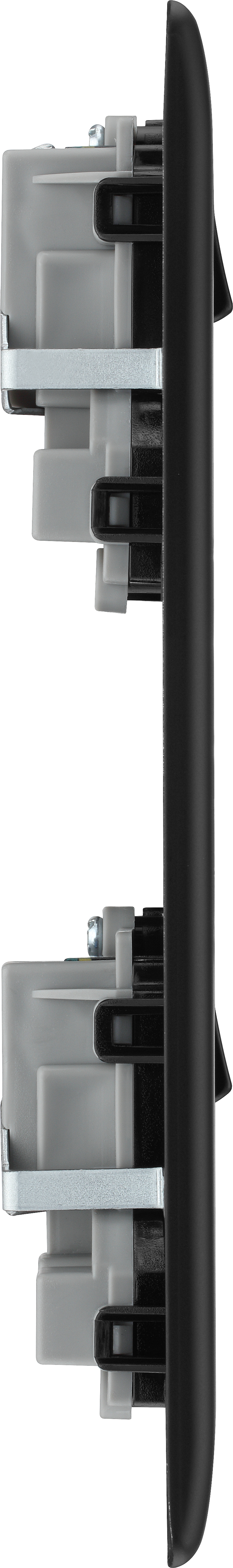 BG Electrical Nexus Metal Matt Black - 2 x double, switched, double pole, 8 Euro Module