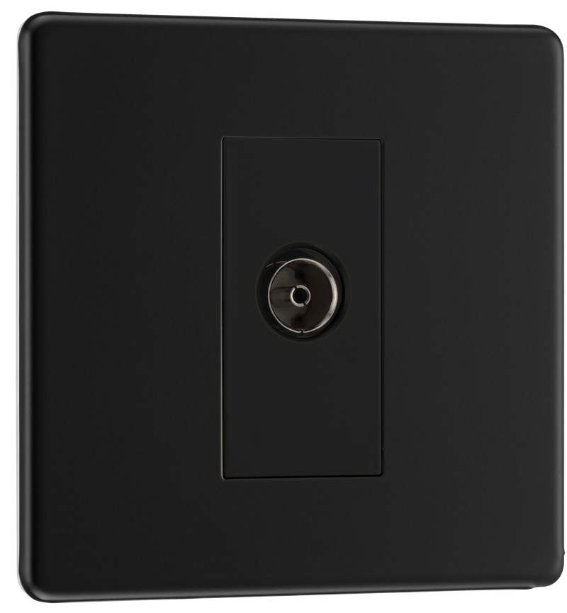 BG Electrical Flatplate Screwless Matt Black - Single isolated, co-axial