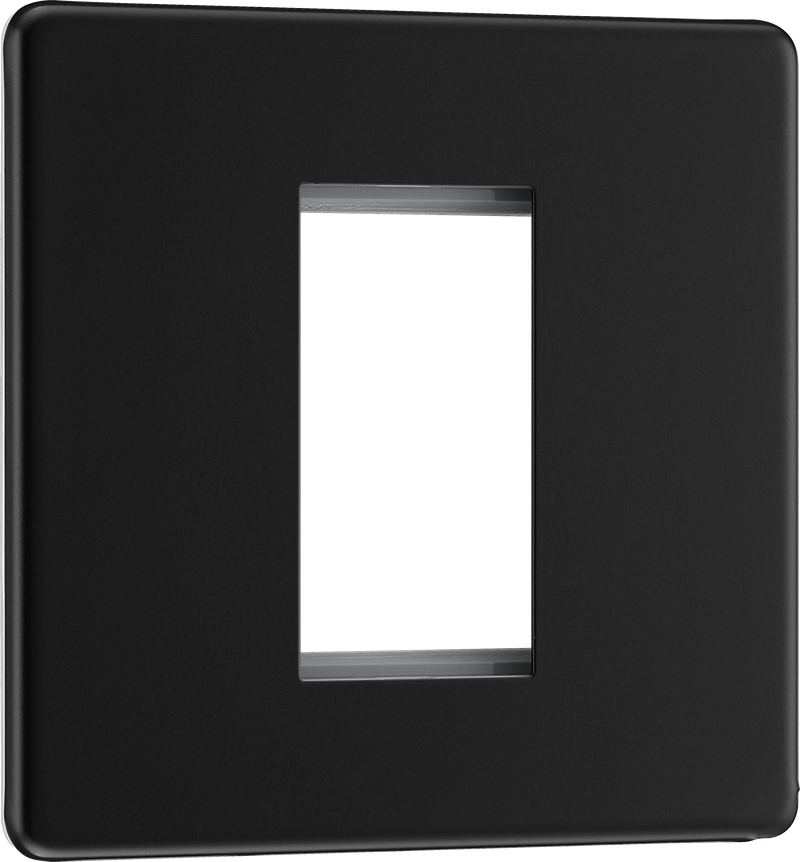 BG Electrical Flatplate Screwless Matt Black - 1 module - square