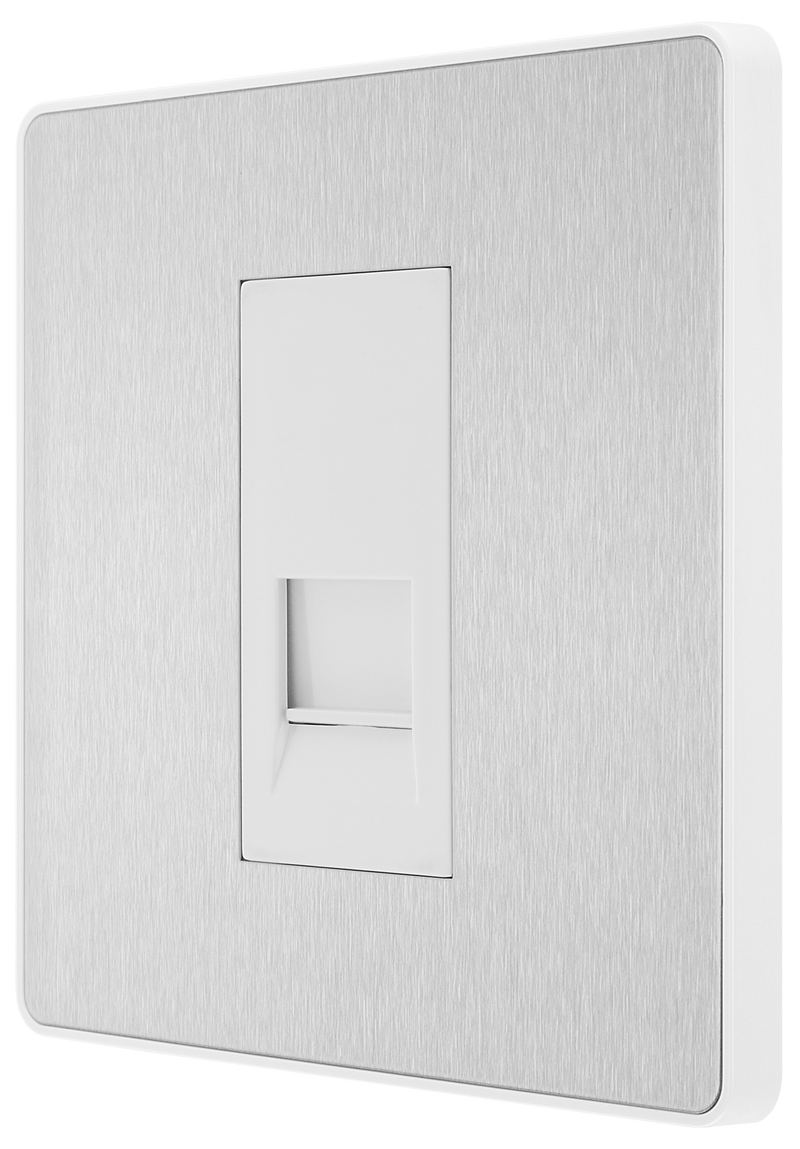 BG Electrical Evolve Brushed Steel - Single, telephone socket, secondary