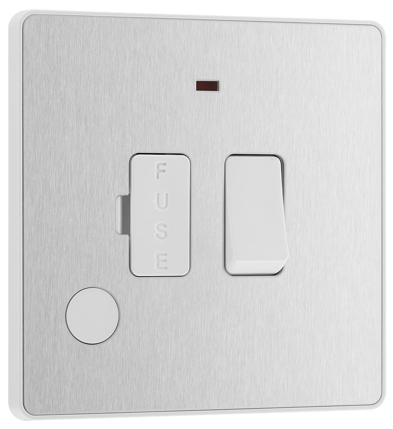 BG Electrical Evolve Brushed Steel - Switched and fused with indicator