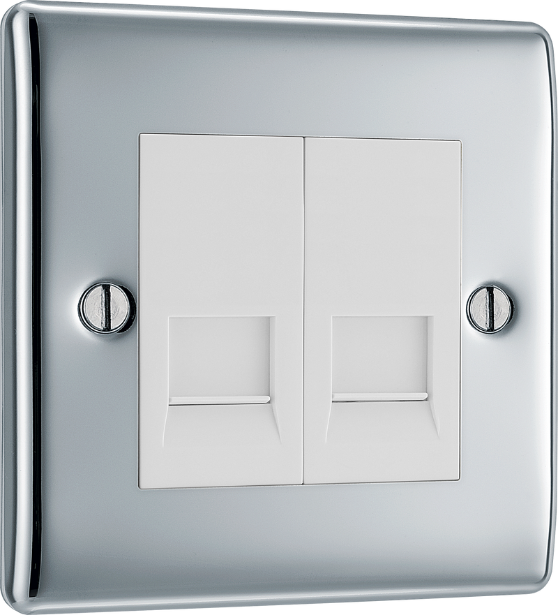 BG Electrical Nexus Metal Polished Chrome - Double, RJ11 telephone socket