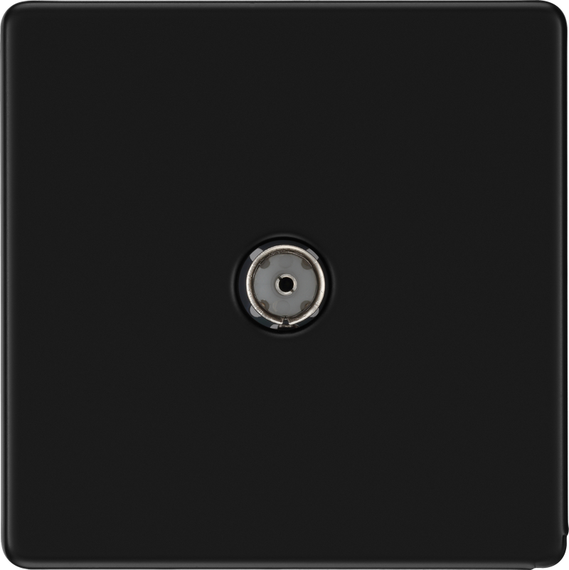 BG Electrical Flatplate Screwless Matt Black - Single, co-axial