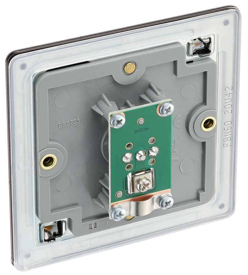 BG Electrical Flatplate Screwless Black Nickel - Single co-axial