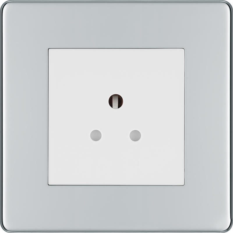 BG Electrical Flatplate Screwless Polished Chrome - 2A, single, unswitched, round pin