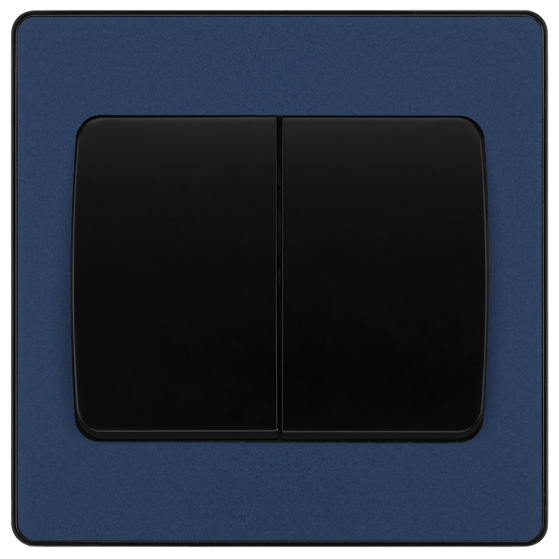 BG Electrical Evolve Matt Blue - Double, 2 way switch, wide rocker