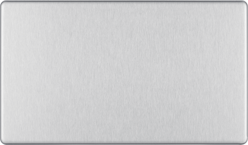 BG Electrical Flatplate Screwless Brushed Steel - Double, blank plate