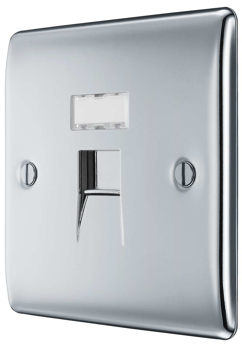 BG Electrical Nexus Metal Polished Chrome - Single, RJ45 data socket