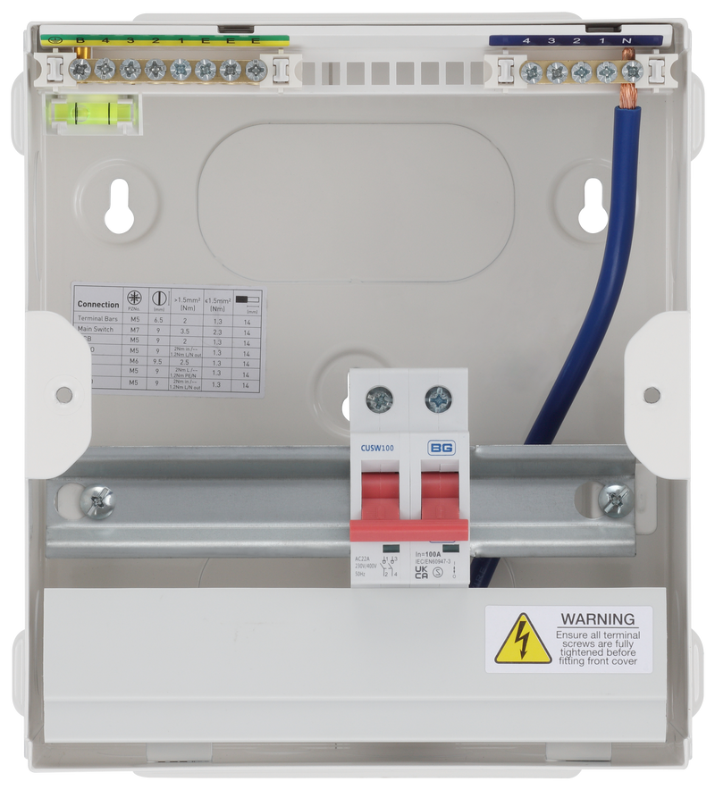 BG Circuit Protection Main Switch - 6 module, 4 way, 100A Main Switch