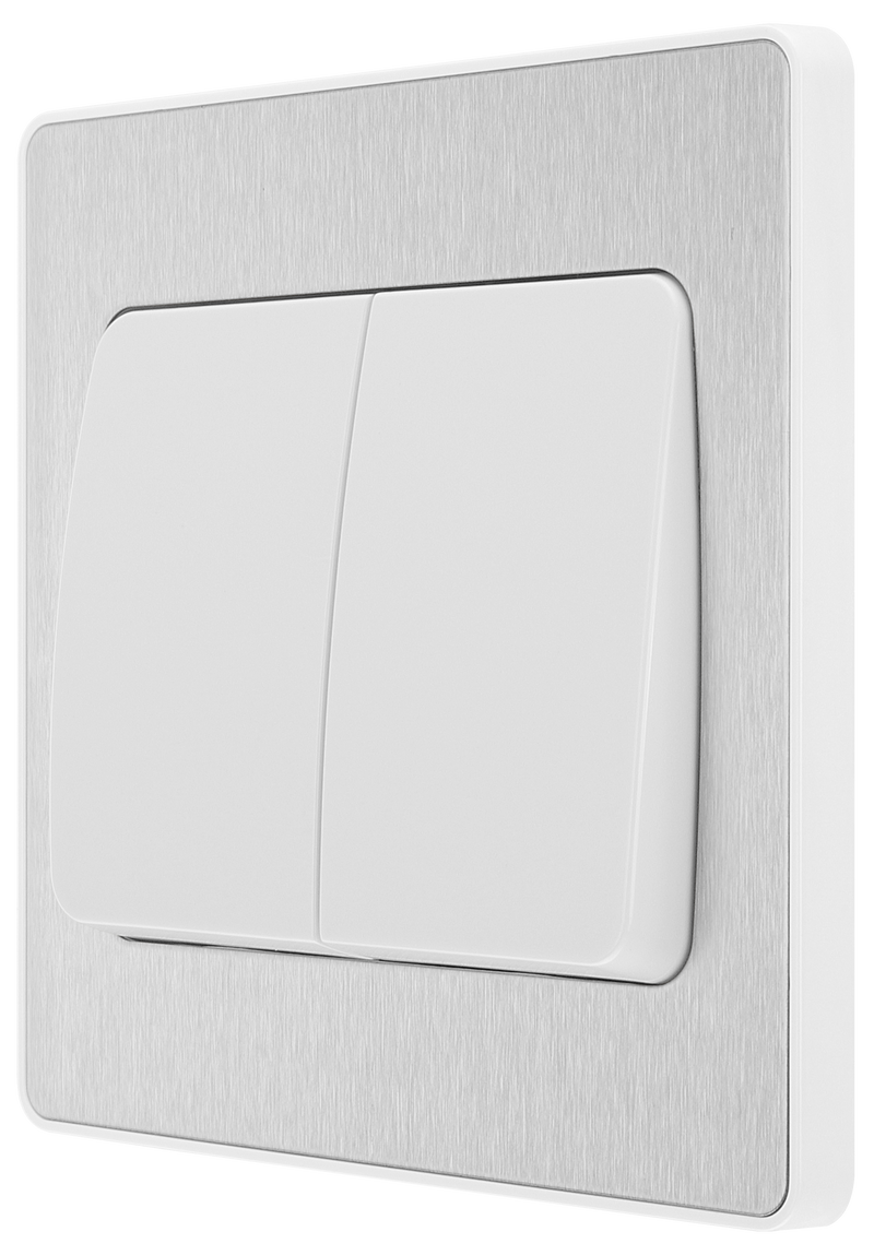 BG Electrical Evolve Brushed Steel - Double, 2 way switch, wide rocker