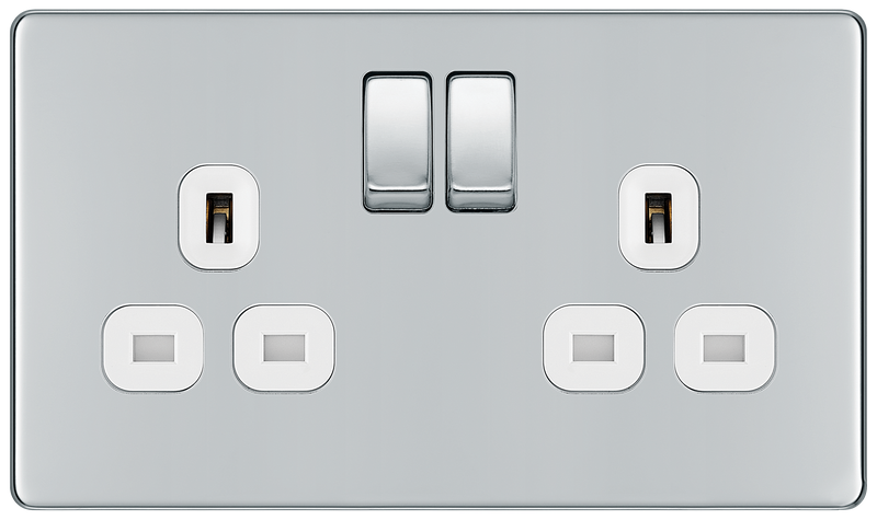 BG Electrical Flatplate Screwless Polished Chrome - Double switched, double pole