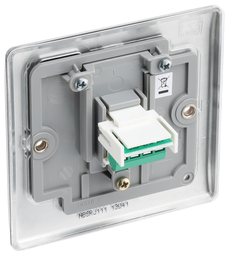 BG Electrical Nexus Metal Brushed Steel - Single, RJ11 telephone socket