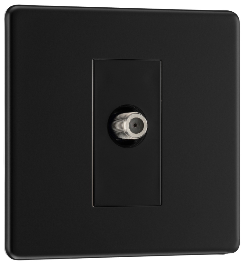 BG Electrical Flatplate Screwless Matt Black - Single satellite