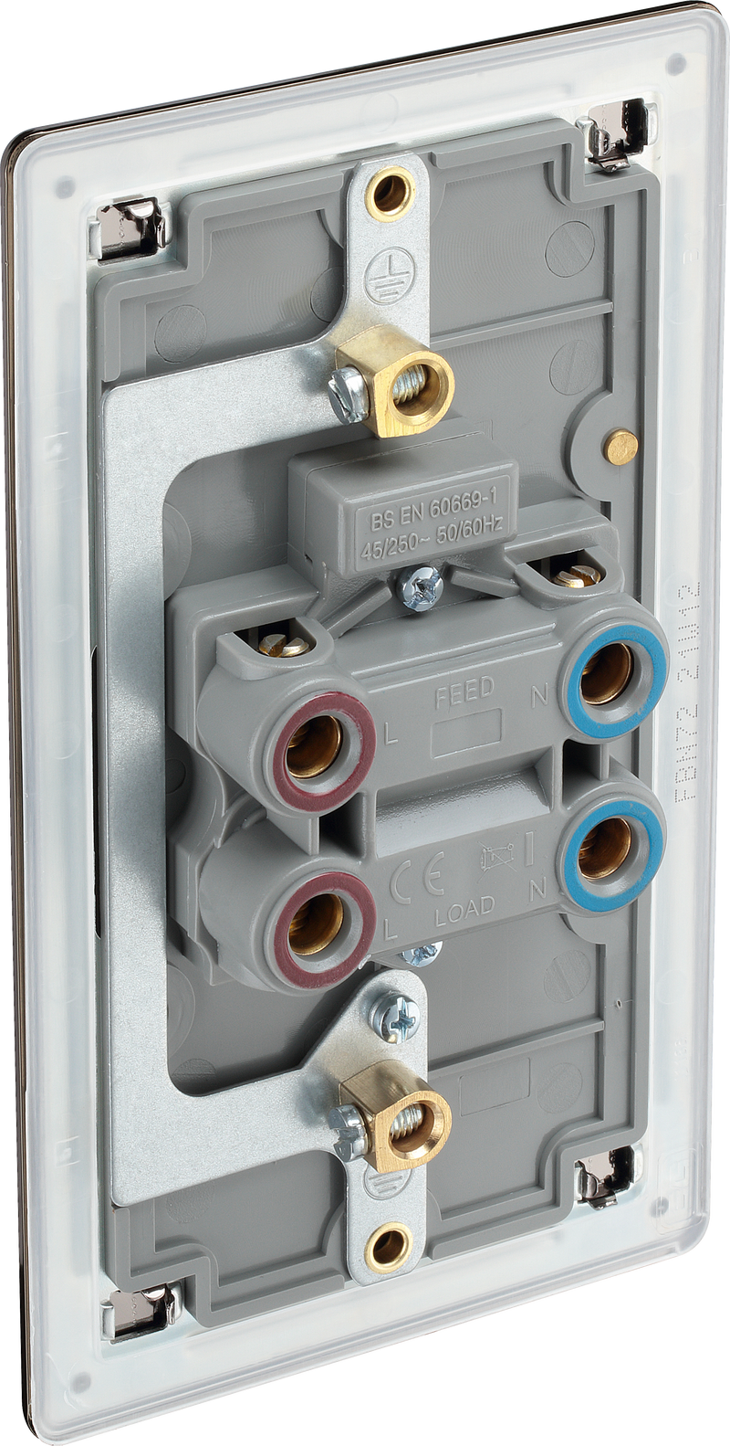 BG Electrical Flatplate Screwless Black Nickel - 45A double pole, large plate, with indicator