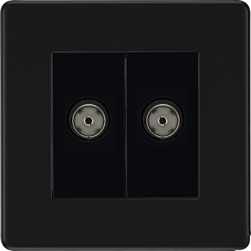 BG Electrical Flatplate Screwless Matt Black - Double isolated, co-axial