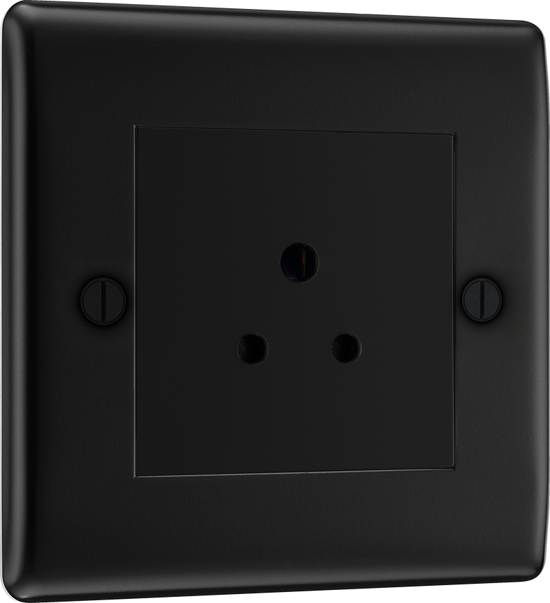 BG Electrical Nexus Metal Matt Black - 2A, Single, unswitched, round pin