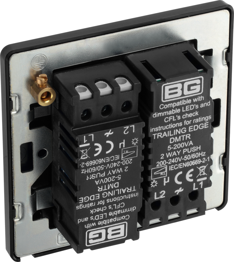 BG Electrical Evolve Black Chrome - Double, 2 way push 200W