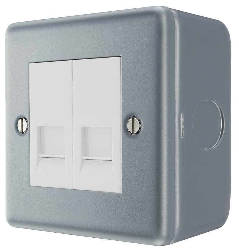 BG Electrical Metal Clad - Double, RJ45 telephone socket