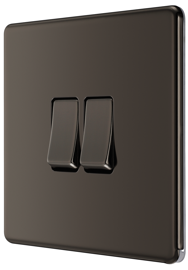BG Electrical Flatplate Screwless Black Nickel - Double 2 way switch