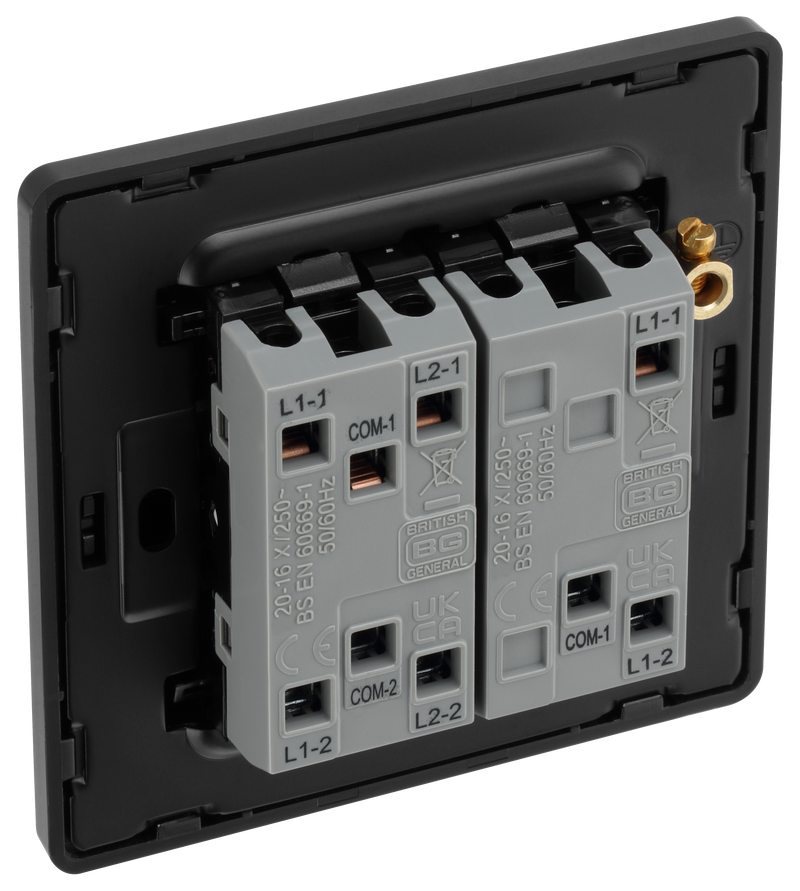 BG Electrical Evolve Matt Grey - Triple, 2 way switch, edge rocker