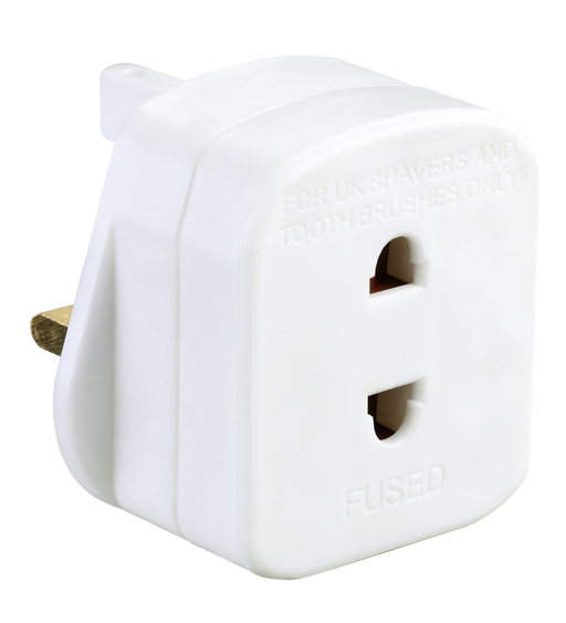 Masterplug Basic - Shaver Adaptor, 1A, White