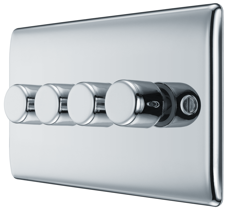 BG Electrical Nexus Metal Polished Chrome - Quadruple, 2 way push 200W