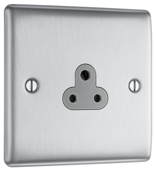 BG Electrical Nexus Metal Brushed Steel - 2A, single, unswitched, round pin