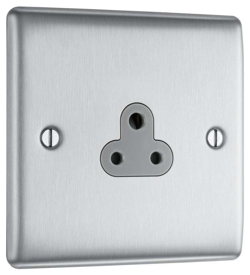 BG Electrical Nexus Metal Brushed Steel - 2A, single, unswitched, round pin