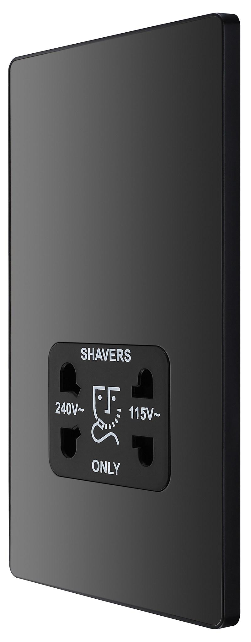 BG Electrical Evolve Black Chrome - 115/240V dual voltage shaver socket