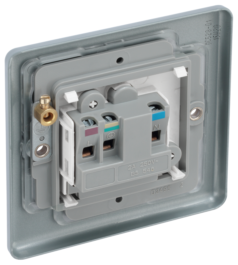 BG Electrical Metal Clad - 2A, single, unswitched, round pin