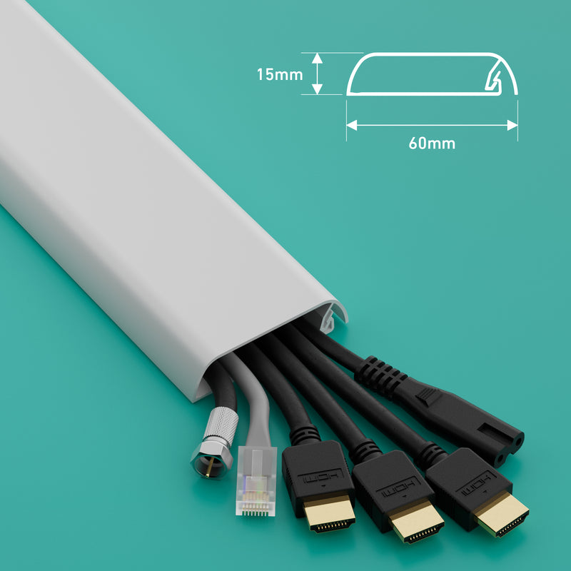 D-Line Trunking - 60x15mm White 1m Self Adhesive Cable Cover